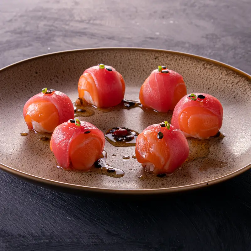 Temarizushi de Salmão e Atum